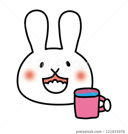 White rabbit gargling with a rattle 121833976