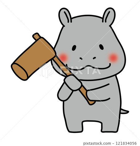 Hippopotamus holding a pestle 121834056