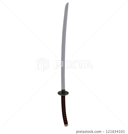 Traditional curved sword displayed on an isolated white background Traditional curved sword displayed on an isolated white background 121834101