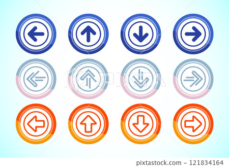Right, left, up, down arrow icon design illustration, arrow sign for apps and websites, button design set 121834164