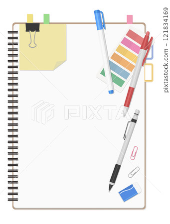 Stationery and notebook set, simple blank ring notebook 121834169