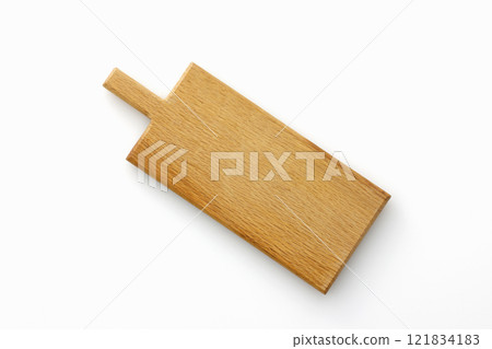 Aerial view of a wooden cutting board Aerial view of a wooden cutting board 121834183