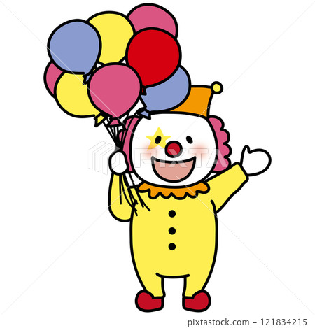 Clown handing out balloons at the circus Clown handing out balloons at the circus 121834215