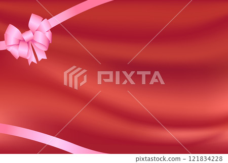 紅布背景與粉紅絲帶 紅布背景與粉紅絲帶 121834228