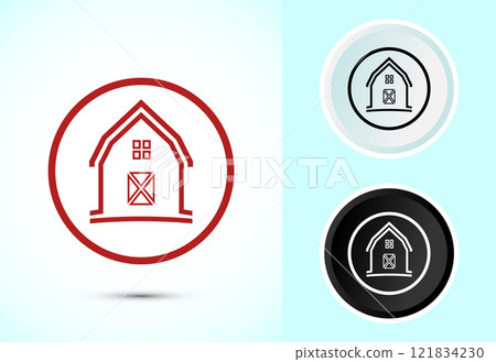 Farming Barn Icon Design Illustration, Farm and Agriculture Barn Sign Farming Barn Icon Design Illustration, Farm and Agriculture Barn Sign 121834230