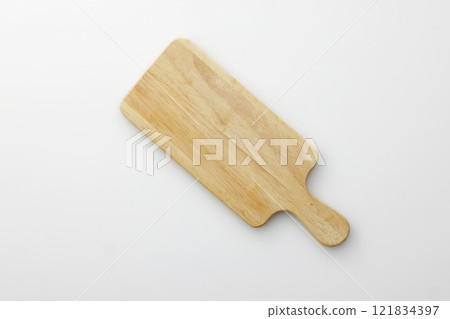 Aerial view of a wooden cutting board Aerial view of a wooden cutting board 121834397