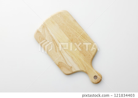 Aerial view of a wooden cutting board Aerial view of a wooden cutting board 121834403