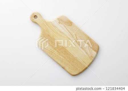 Aerial view of a wooden cutting board Aerial view of a wooden cutting board 121834404