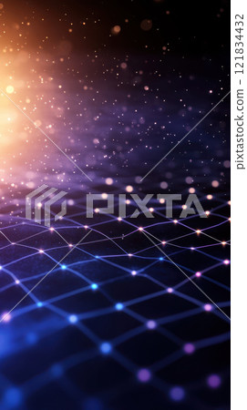 Vibrant abstract background with glowing particles and grid Vibrant abstract background with glowing particles and grid 121834432