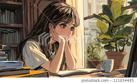 研究生成人工智慧時看著窗外的女孩 研究生成人工智慧時看著窗外的女孩 121834485