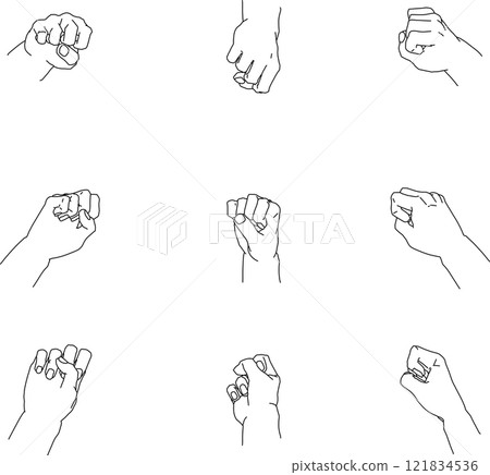 Grabbing right hand seen from various angles 3 121834536