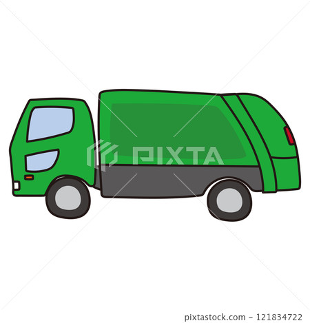 Green garbage truck 121834722
