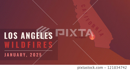 Los Angeles wildfires illustration 121834742