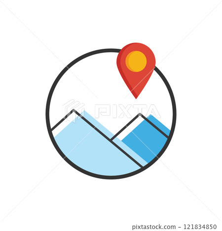Location marker above blue mountains 121834850