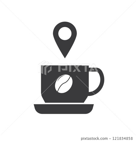 A location pin and coffee glass 121834858