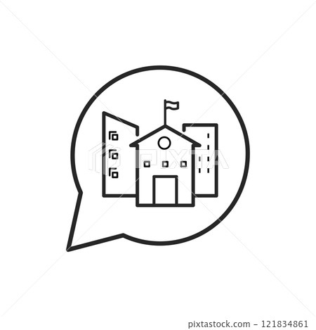 Speech bubble with school building 121834861