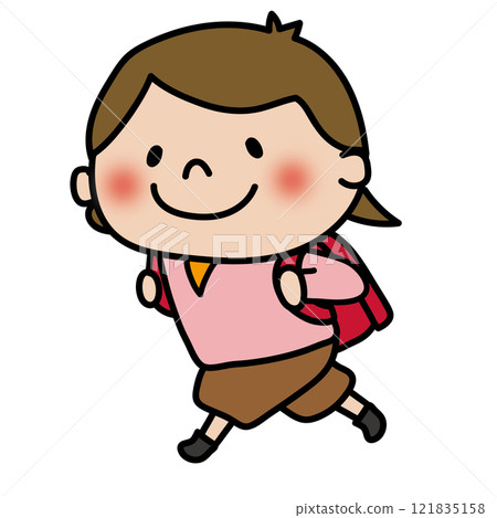 Child running with school bag (girl 1) Child running with school bag (girl 1) 121835158