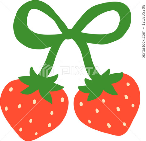 Retro Strawberry bow leaf Illustration Retro Strawberry bow leaf Illustration 121835208