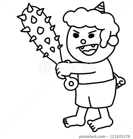 A laughing demon with a one-horned club A laughing demon with a one-horned club 121835279