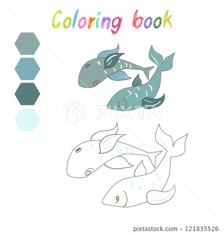 Coloring book fish kids layout for game Coloring book fish kids layout for game 121835526