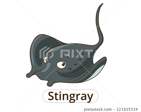 Stingray sea animal fish cartoon illustration 121835534