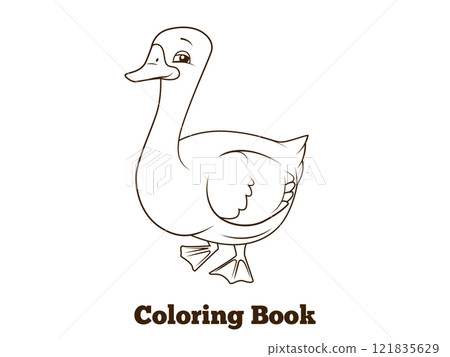 Coloring book goose cartoon educational Coloring book goose cartoon educational 121835629