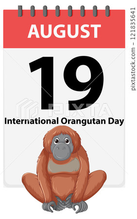 International Orangutan Day Calendar Illustration International Orangutan Day Calendar Illustration 121835641