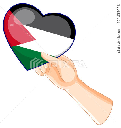 Heart-Shaped Flag in Hand Illustration Heart-Shaped Flag in Hand Illustration 121835658