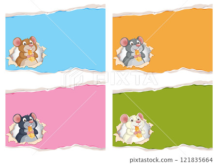 Colorful Mice with Cheese Illustration 121835664