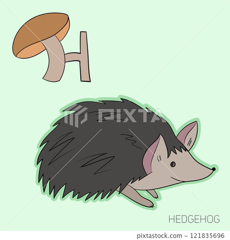 Alphabet letter H hedgehog children vector 121835696