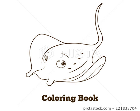 Coloring book stingray cartoon educational 121835704