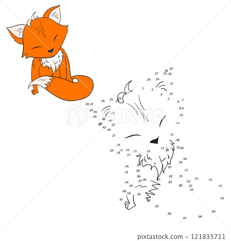 Connect the dots game fox vector illustration Connect the dots game fox vector illustration 121835711