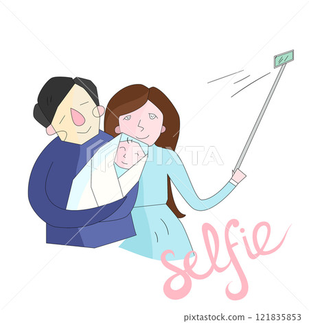 selfie family photo illustration vector color 121835853