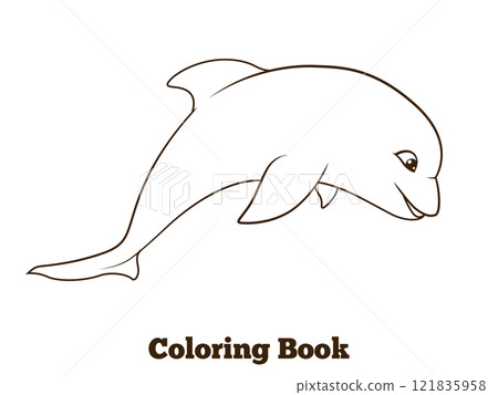 Coloring book dolphin cartoon educational Coloring book dolphin cartoon educational 121835958