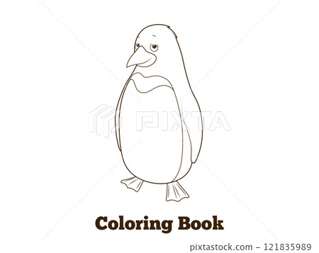 Penguin cartoon coloring book vector illustration 121835989