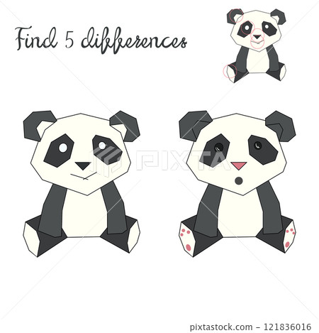 Find differences kids layout for game panda bear 121836016