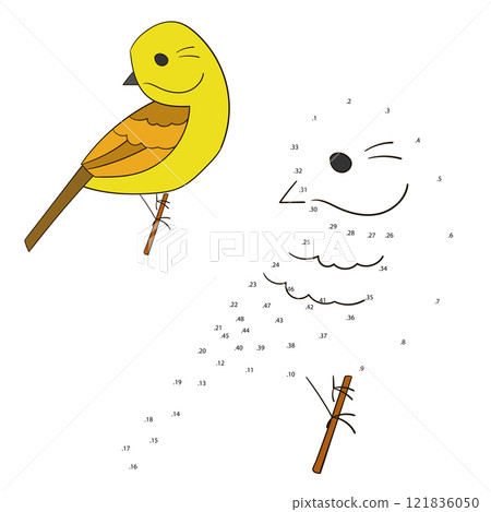 Connect the dots game yellowhammer bird vector 121836050
