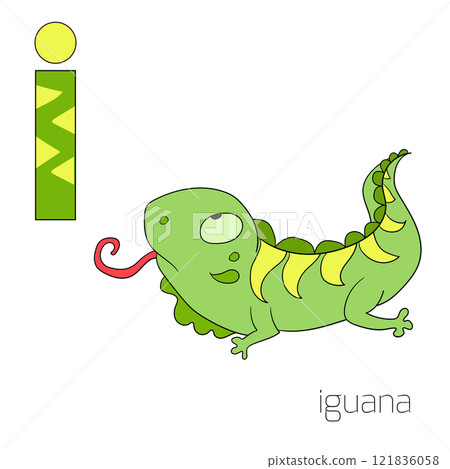 Alphabet letter I iguana children vector Alphabet letter I iguana children vector 121836058