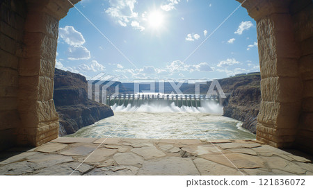 Hydropower engineering under bright, sunny skies 121836072