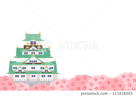 大阪城和櫻花的背景圖 大阪城和櫻花的背景圖 121836085