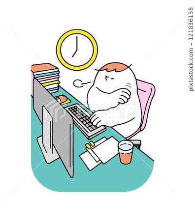 People who finish their computer work when it's time to go home 121836138