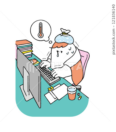 儘管發燒仍堅持工作的人 儘管發燒仍堅持工作的人 121836140