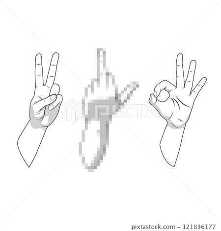 Censored prohibited offensive hand gestures Censored prohibited offensive hand gestures 121836177