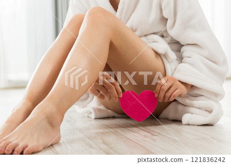 A woman with a heart on the crotch. A woman with a heart on the crotch. 121836242