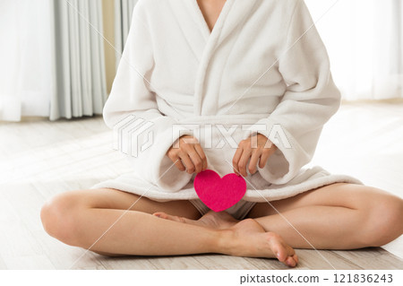 A woman with a heart on the crotch. A woman with a heart on the crotch. 121836243