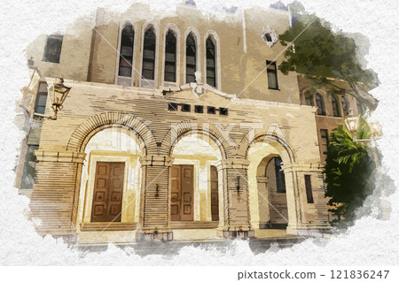 Watercolor style Shizuoka City Hall, Shizuoka City Hall Main Building, Shizuoka Prefecture, Shizuoka City 121836247