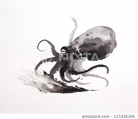 Octopus ink painting 121836266