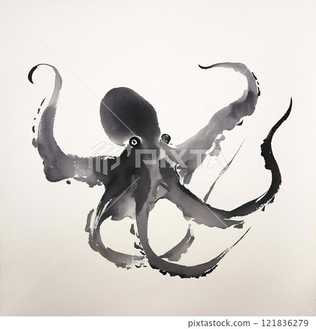 Octopus ink painting 121836279
