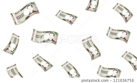 天空跳舞的鈔票插畫 121836758