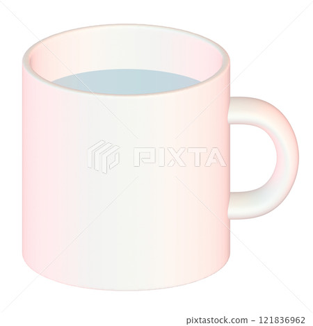 3D illustration of a white mug filled with water 3D illustration of a white mug filled with water 121836962
